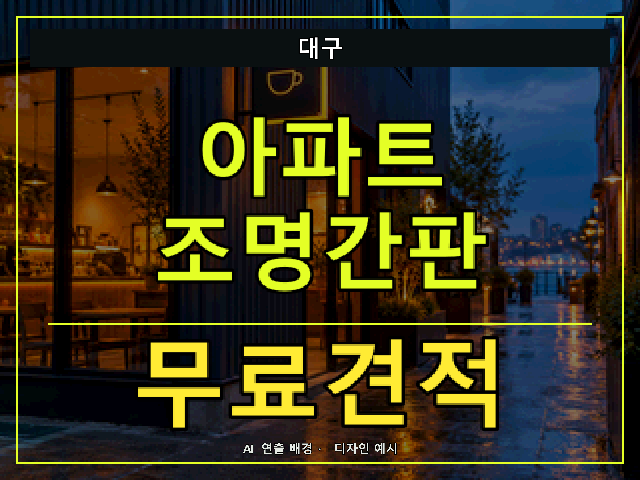 대구 아파트 조명간판 무료견적 안내 썸네일 · AI 연출 배경