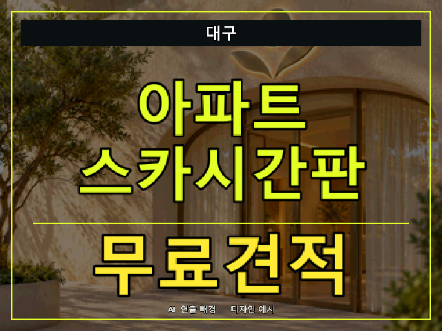 대구 아파트 스카시간판 무료견적 안내 썸네일 · AI 연출 배경