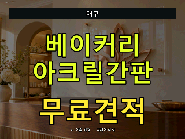 대구 베이커리 아크릴간판 무료견적 안내 썸네일 · AI 연출 배경