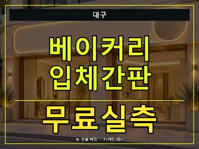 대구 베이커리 입체간판 무료실측 안내 썸네일 · AI 연출 배경