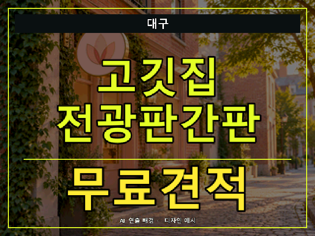 대구 고깃집 전광판간판 무료견적 안내 썸네일 · AI 연출 배경