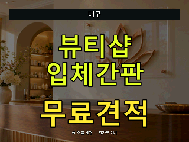 대구 뷰티샵 입체간판 무료견적 안내 썸네일 · AI 연출 배경