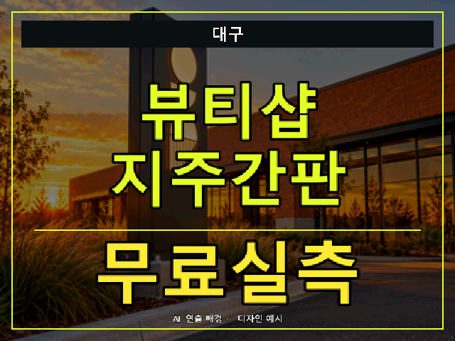 대구 뷰티샵 지주간판 무료실측 안내 썸네일 · AI 연출 배경