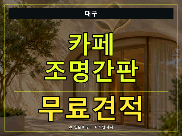 대구 카페 조명간판 무료견적 안내 썸네일 · AI 연출 배경