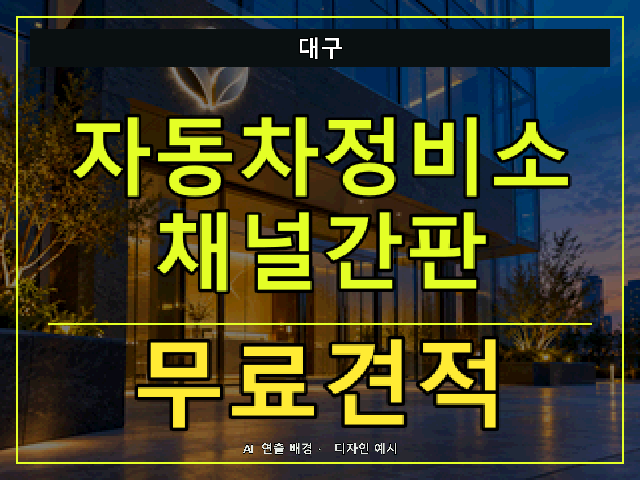 대구 자동차정비소 채널간판 무료견적 안내 썸네일 · AI 연출 배경