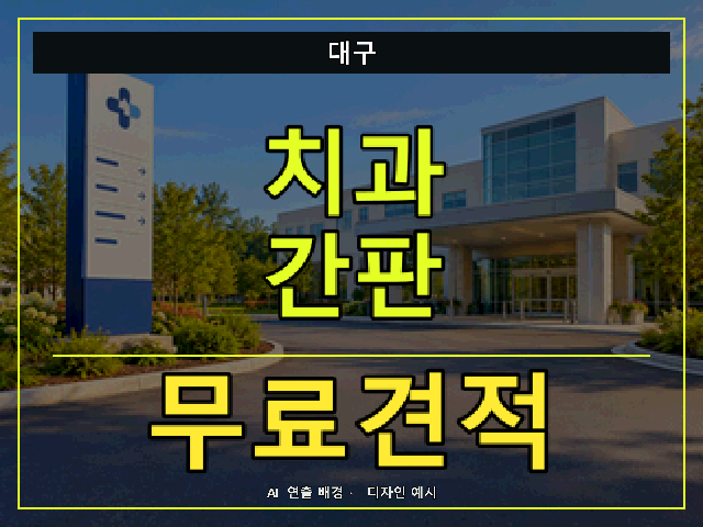 대구 치과 간판 무료견적 안내 썸네일 · AI 연출 배경