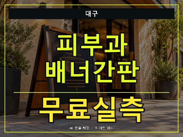 대구 피부과 배너간판 무료실측 안내 썸네일 · AI 연출 배경