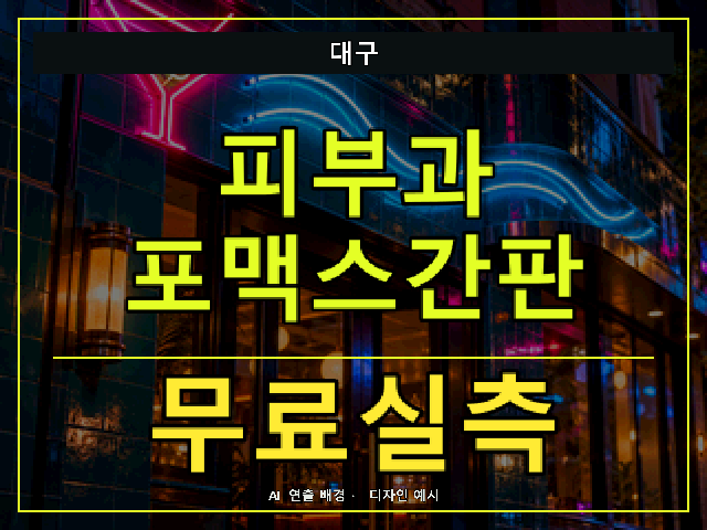 대구 피부과 포맥스간판 무료실측 안내 썸네일 · AI 연출 배경