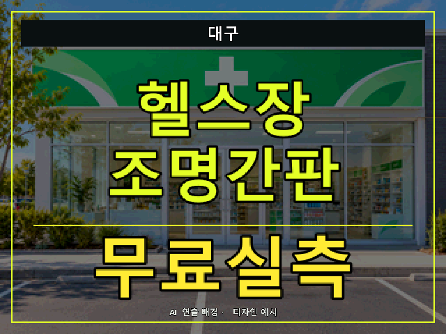 대구 헬스장 조명간판 무료실측 안내 썸네일 · AI 연출 배경