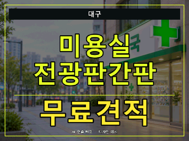 대구 미용실 전광판간판 무료견적 안내 썸네일 · AI 연출 배경