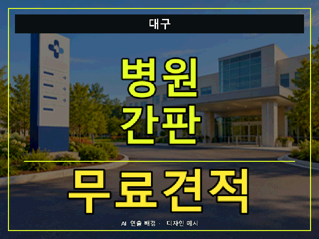 대구 병원 간판 무료견적 안내 썸네일 · AI 연출 배경