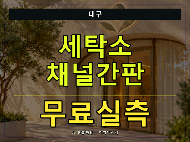 대구 세탁소 채널간판 무료실측 안내 썸네일 · AI 연출 배경