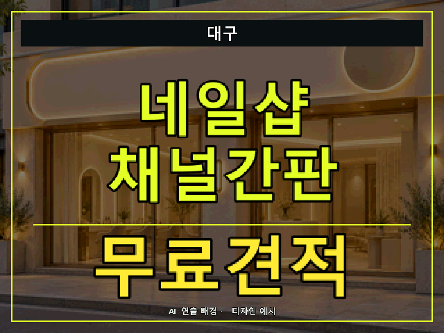 대구 네일샵 채널간판 무료견적 안내 썸네일 · AI 연출 배경