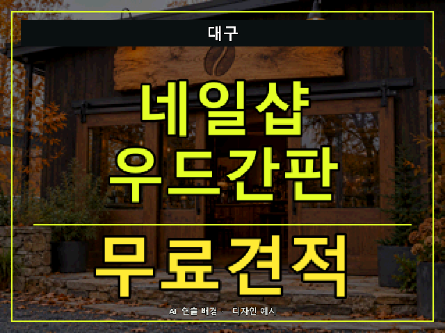 대구 네일샵 우드간판 무료견적 안내 썸네일 · AI 연출 배경