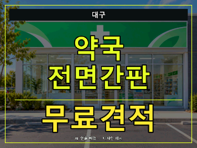 대구 약국 전면간판 무료견적 안내 썸네일 · AI 연출 배경