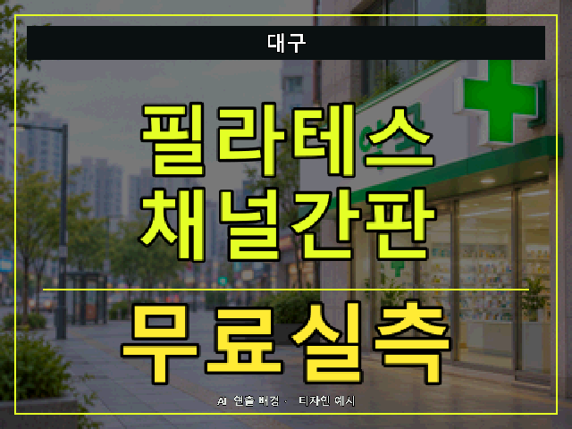 대구 필라테스 채널간판 무료실측 안내 썸네일 · AI 연출 배경