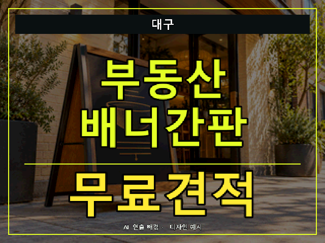 대구 부동산 배너간판 무료견적 안내 썸네일 · AI 연출 배경