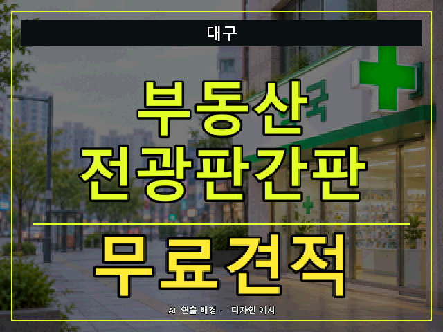 대구 부동산 전광판간판 무료견적 안내 썸네일 · AI 연출 배경