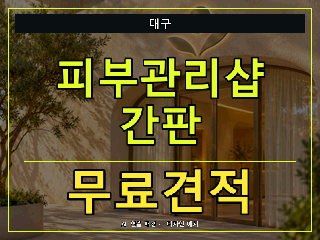 대구 피부관리샵 간판 무료견적 안내 썸네일 · AI 연출 배경