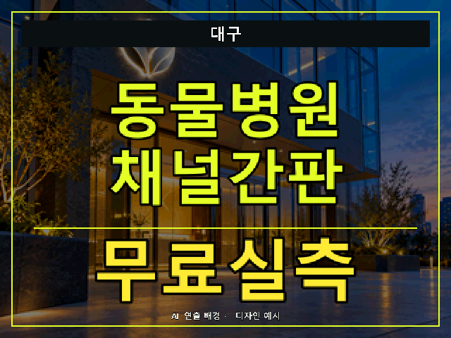 대구 동물병원 채널간판 무료실측 안내 썸네일 · AI 연출 배경