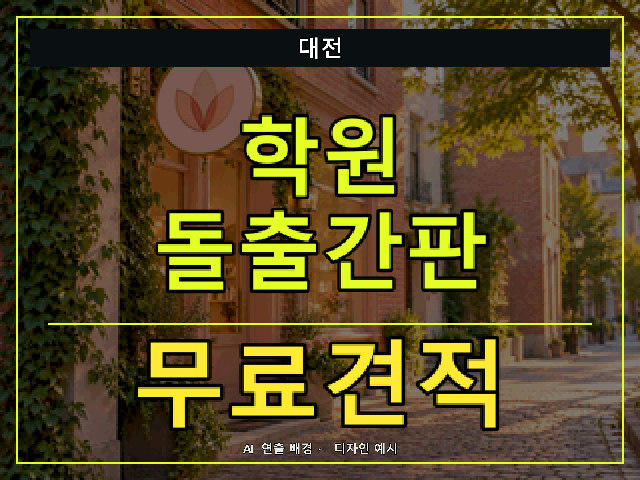 대전 학원 돌출간판 무료견적 안내 썸네일 · AI 연출 배경