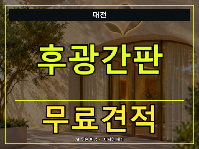 대전 후광간판 무료견적 안내 썸네일 · AI 연출 배경