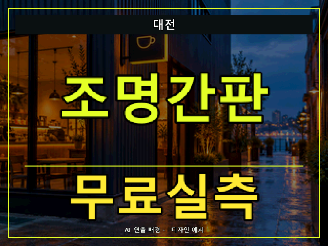대전 조명간판 무료실측 안내 썸네일 · AI 연출 배경