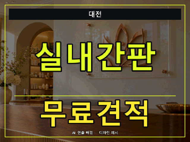 대전 실내간판 무료견적 안내 썸네일 · AI 연출 배경