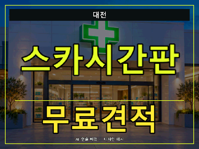 대전 스카시간판 무료견적 안내 썸네일 · AI 연출 배경