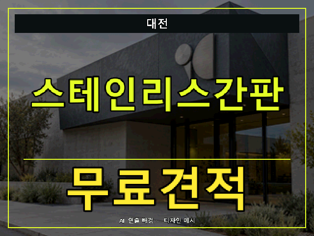 대전 스테인리스간판 무료견적 안내 썸네일 · AI 연출 배경