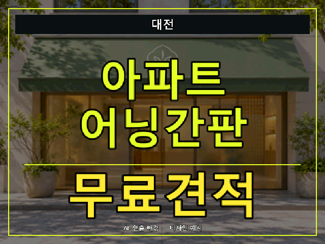 대전 아파트 어닝간판 무료견적 안내 썸네일 · AI 연출 배경