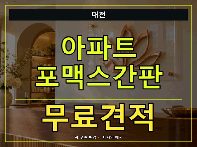 대전 아파트 포맥스간판 무료견적 안내 썸네일 · AI 연출 배경