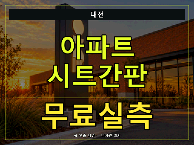 대전 아파트 시트간판 무료실측 안내 썸네일 · AI 연출 배경