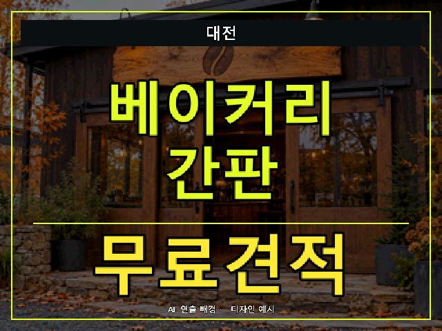대전 베이커리 간판 무료견적 안내 썸네일 · AI 연출 배경