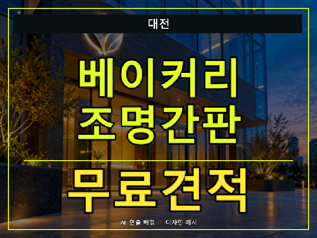 대전 베이커리 조명간판 무료견적 안내 썸네일 · AI 연출 배경