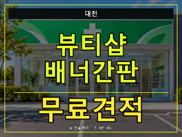 대전 뷰티샵 배너간판 무료견적 안내 썸네일 · AI 연출 배경