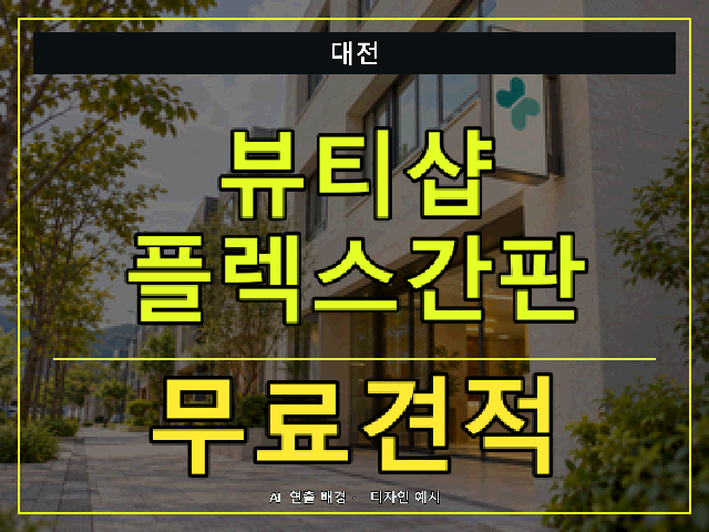 대전 뷰티샵 플렉스간판 무료견적 안내 썸네일 · AI 연출 배경