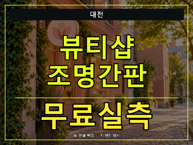 대전 뷰티샵 조명간판 무료실측 안내 썸네일 · AI 연출 배경