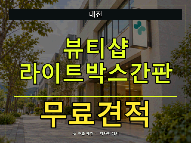 대전 뷰티샵 라이트박스간판 무료견적 안내 썸네일 · AI 연출 배경