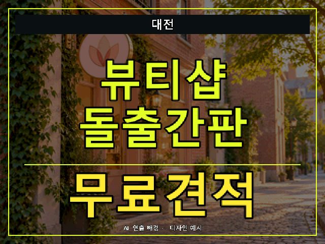 대전 뷰티샵 돌출간판 무료견적 안내 썸네일 · AI 연출 배경