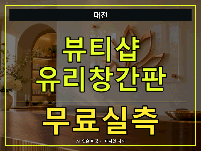 대전 뷰티샵 유리창간판 무료실측 안내 썸네일 · AI 연출 배경