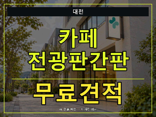 대전 카페 전광판간판 무료견적 안내 썸네일 · AI 연출 배경