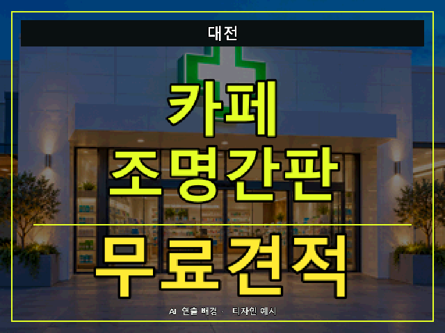 대전 카페 조명간판 무료견적 안내 썸네일 · AI 연출 배경