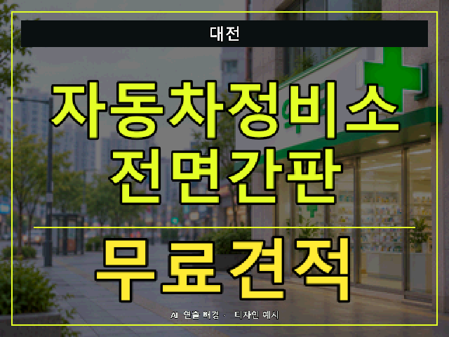 대전 자동차정비소 전면간판 무료견적 안내 썸네일 · AI 연출 배경