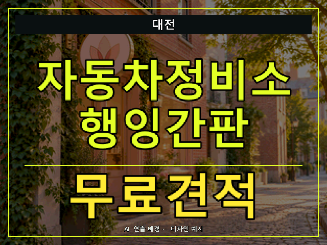 대전 자동차정비소 행잉간판 무료견적 안내 썸네일 · AI 연출 배경