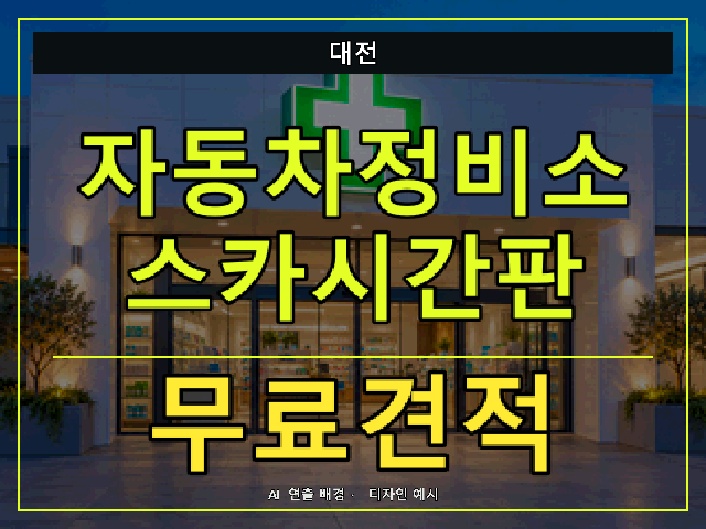 대전 자동차정비소 스카시간판 무료견적 안내 썸네일 · AI 연출 배경