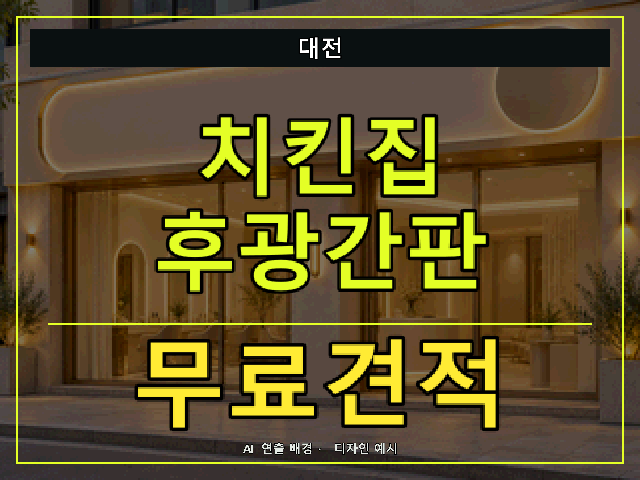대전 치킨집 후광간판 무료견적 안내 썸네일 · AI 연출 배경