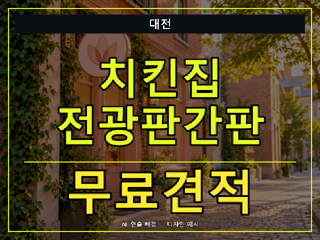대전 치킨집 전광판간판 무료견적 안내 썸네일 · AI 연출 배경