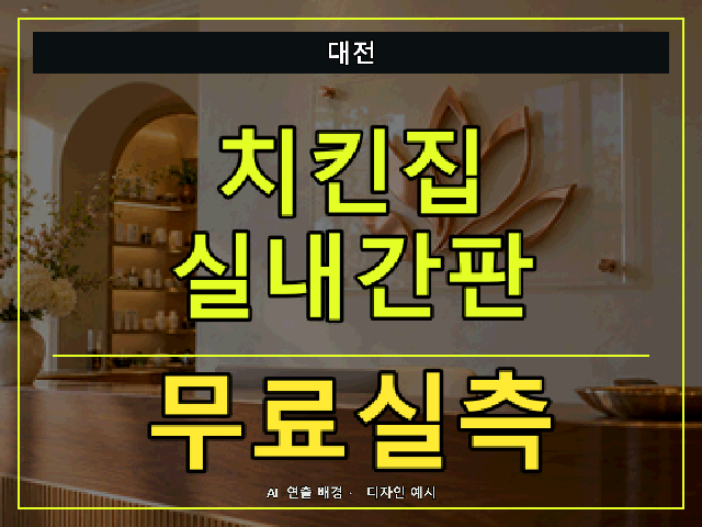 대전 치킨집 실내간판 무료실측 안내 썸네일 · AI 연출 배경