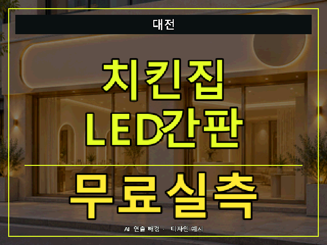 대전 치킨집 LED간판 무료실측 안내 썸네일 · AI 연출 배경